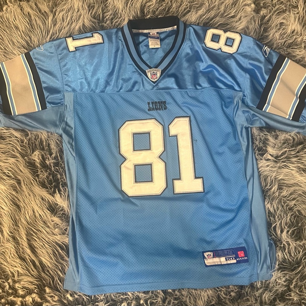 Reebok Blue and White Football Jersey